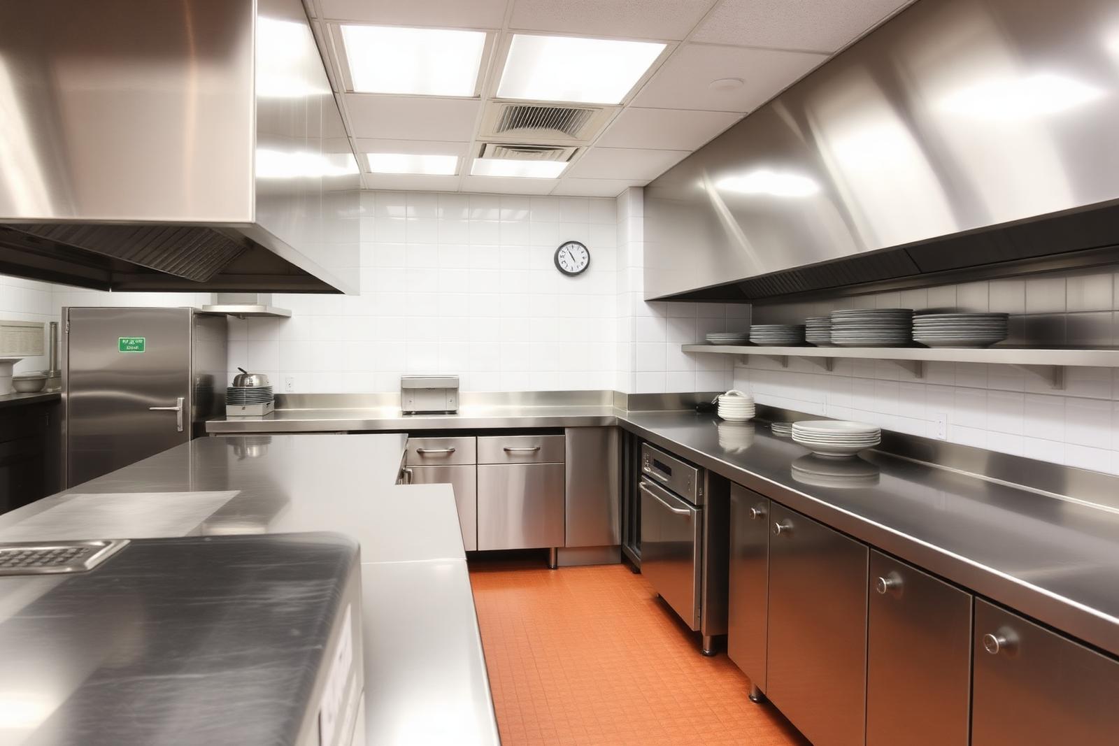 Cozinha profissional em aço inox preparada para cumprir o HACCP